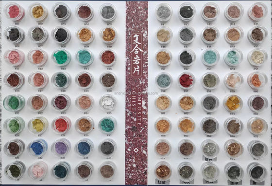 Couche de caoutchouc composite décoratif, copeaux de roche, flocons de sol époxy, 3-6 mm, provenant du Hebei